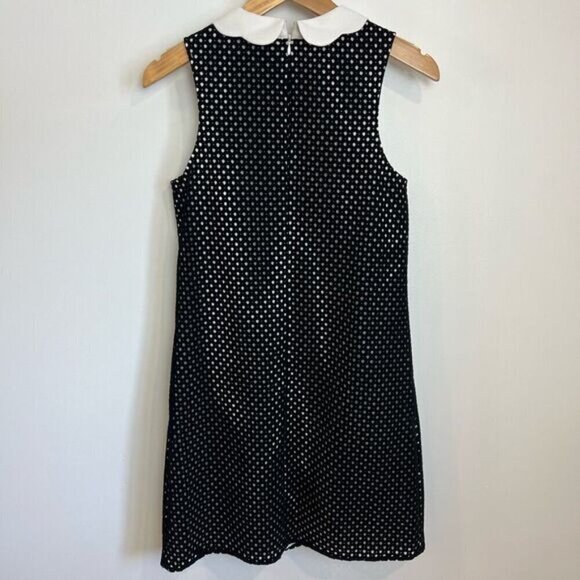 Twee CeCe Dress Scalloped Peter Pan Collar Bow Tie Black White Polka Dot Size 2 - Picture 13 of 13